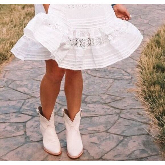 Tecovas Shoes - Tecovas The‎ Penny Womens Cowboy Ankle Boots Bone white Size 7. 5 B